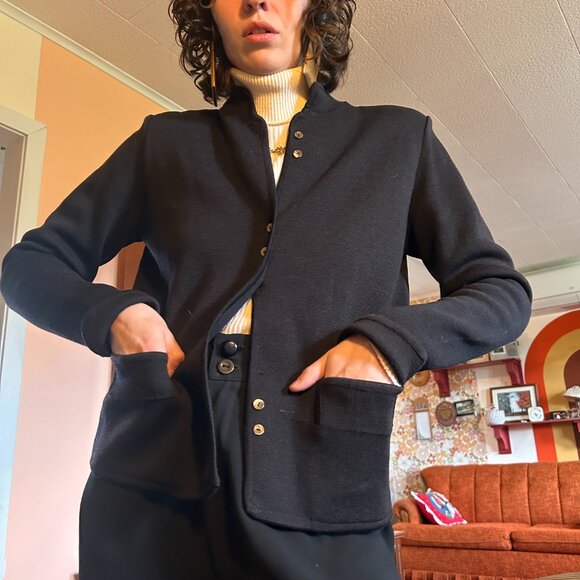 1950s Pure virgin wool Brigus Knitting Mills black fully-fashioned blazer! - Picture 5 of 16